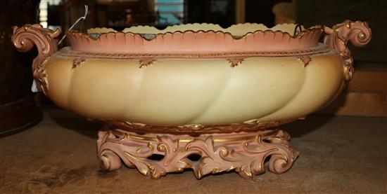 A large Royal Worcester blush ivory oval jardiniere(-)